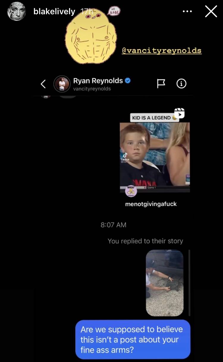 Blake Lively não consegue parar de jorrar sobre os braços tonificados de Ryan Reynolds