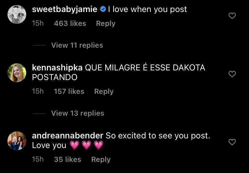 Os fãs estão em êxtase por ver Dakota Johnson postar no Instagram novamente
