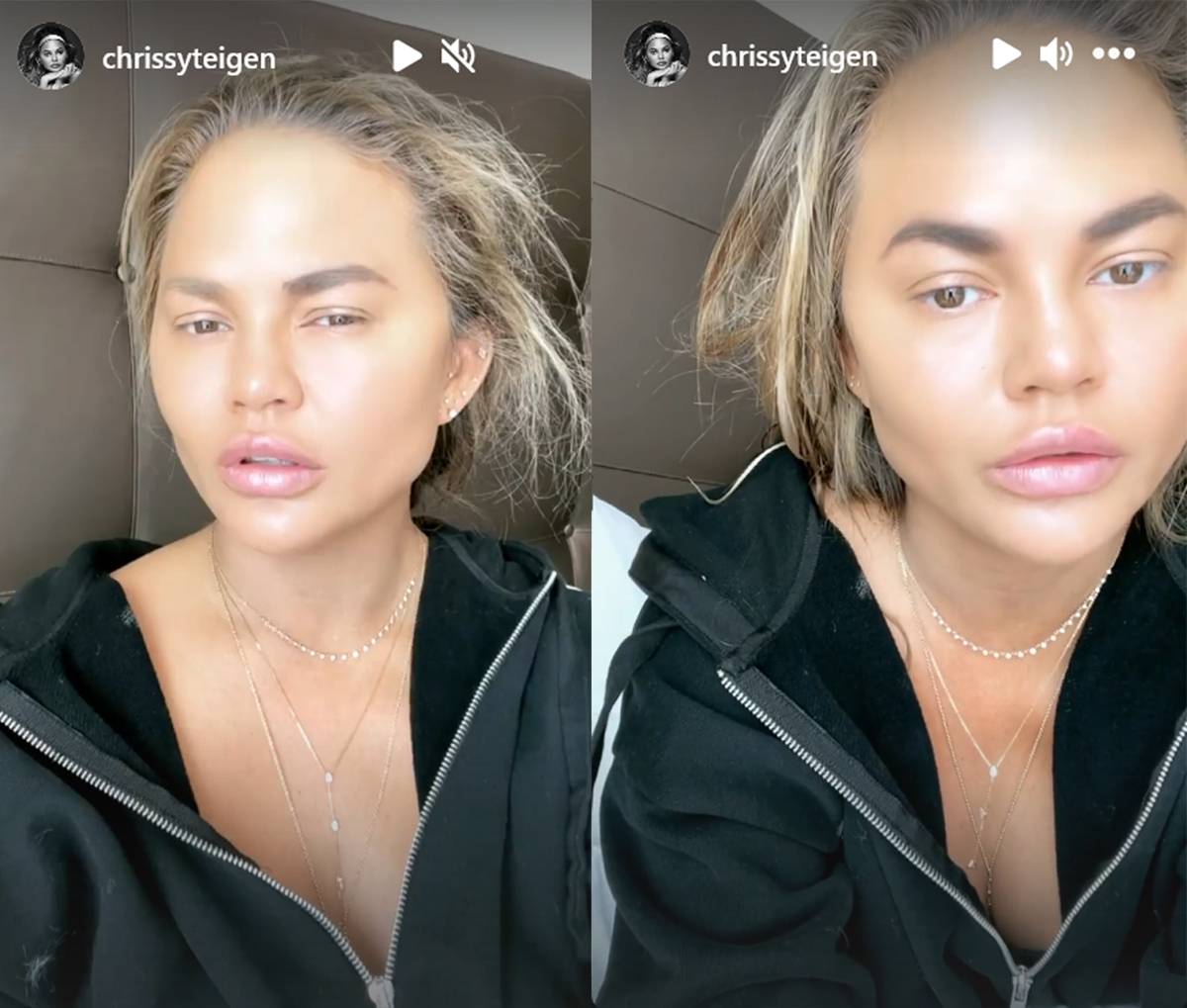 Chrissy Teigen posta um vídeo incrivelmente não relatável sobre ter que fazer sua própria maquiagem uma vez