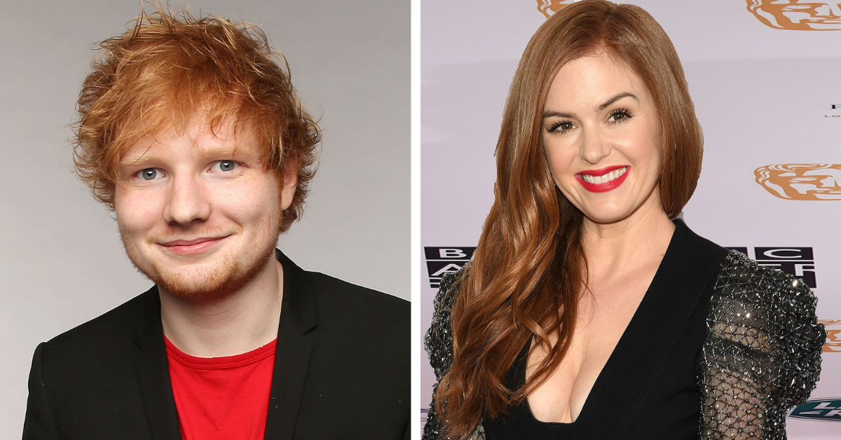 Isla Fisher e Ed Sheeran compartilham selfies adoráveis ​​”#KissAGinger”