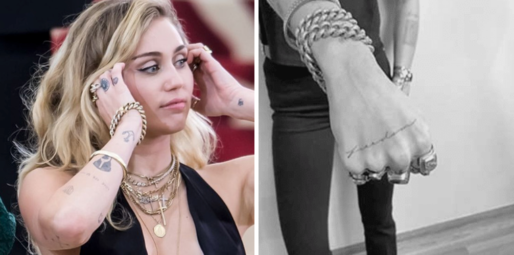 Miley Cyrus recebe duas novas tatuagens … Uma poderia ser uma mensagem para seu ex?