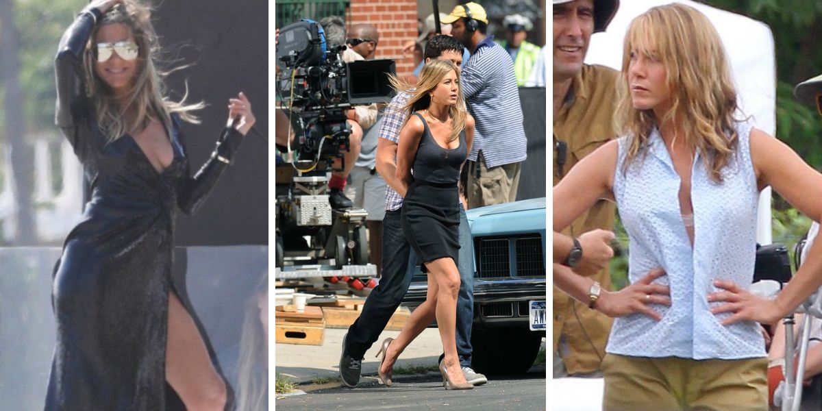 18 fotos populares de Jennifer Aniston tiradas em sets de filmagem