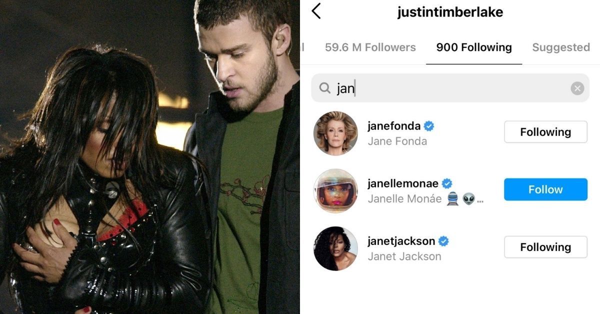 Os fãs de Janet Jackson chamam Justin Timberlake de “Cheeky” por segui-la no Instagram