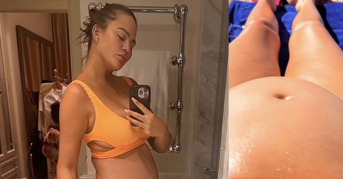 Chrissy Teigen mostra barriga crescente após gravidez surpresa
