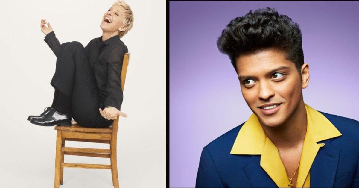 Ellen DeGeneres histericamente recria o vídeo de Bruno Mars