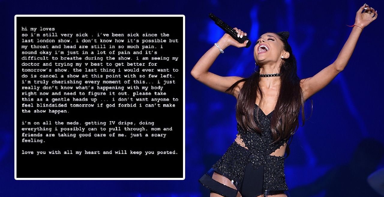 Ariana Grande anuncia que está doente e pode cancelar datas de shows