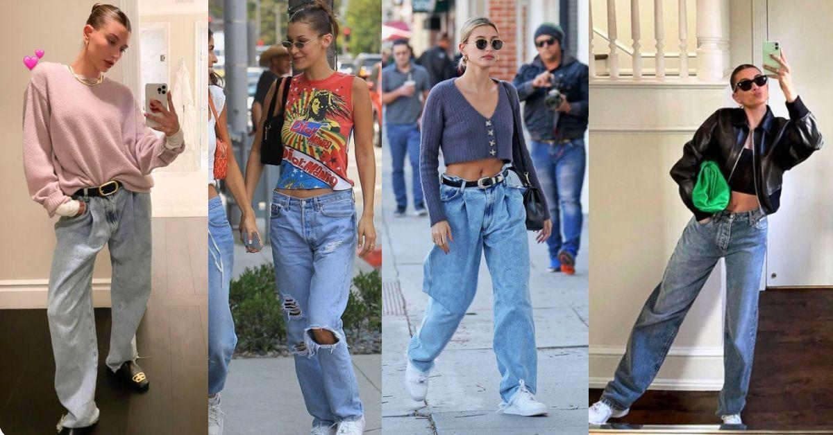 Hailey Bieber: o ícone da moda que ensina a usar jeans de perna larga