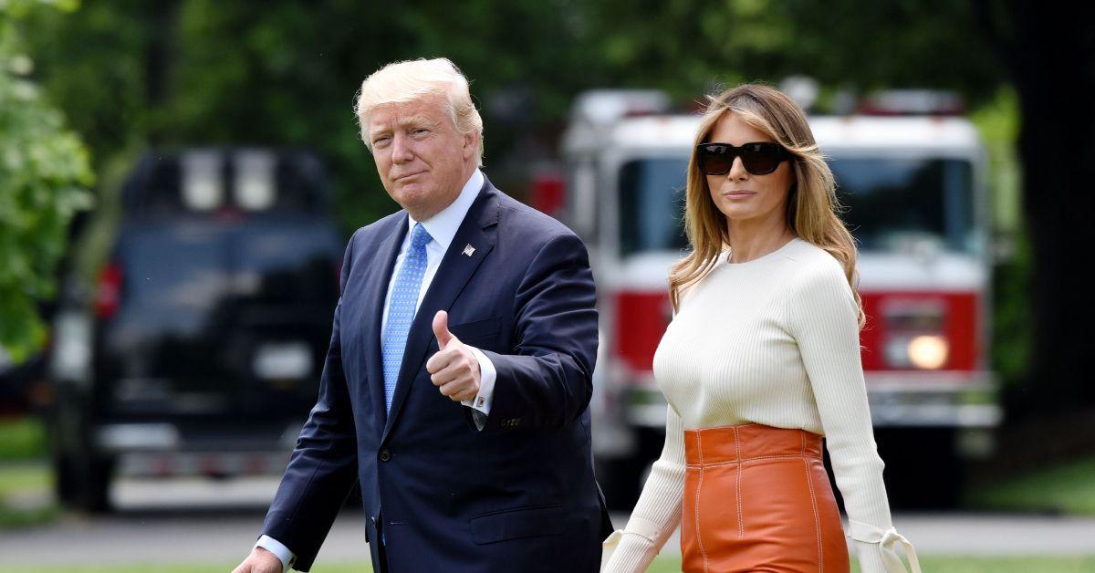 Donald Trump e Melania Trump deixando a Casa Branca