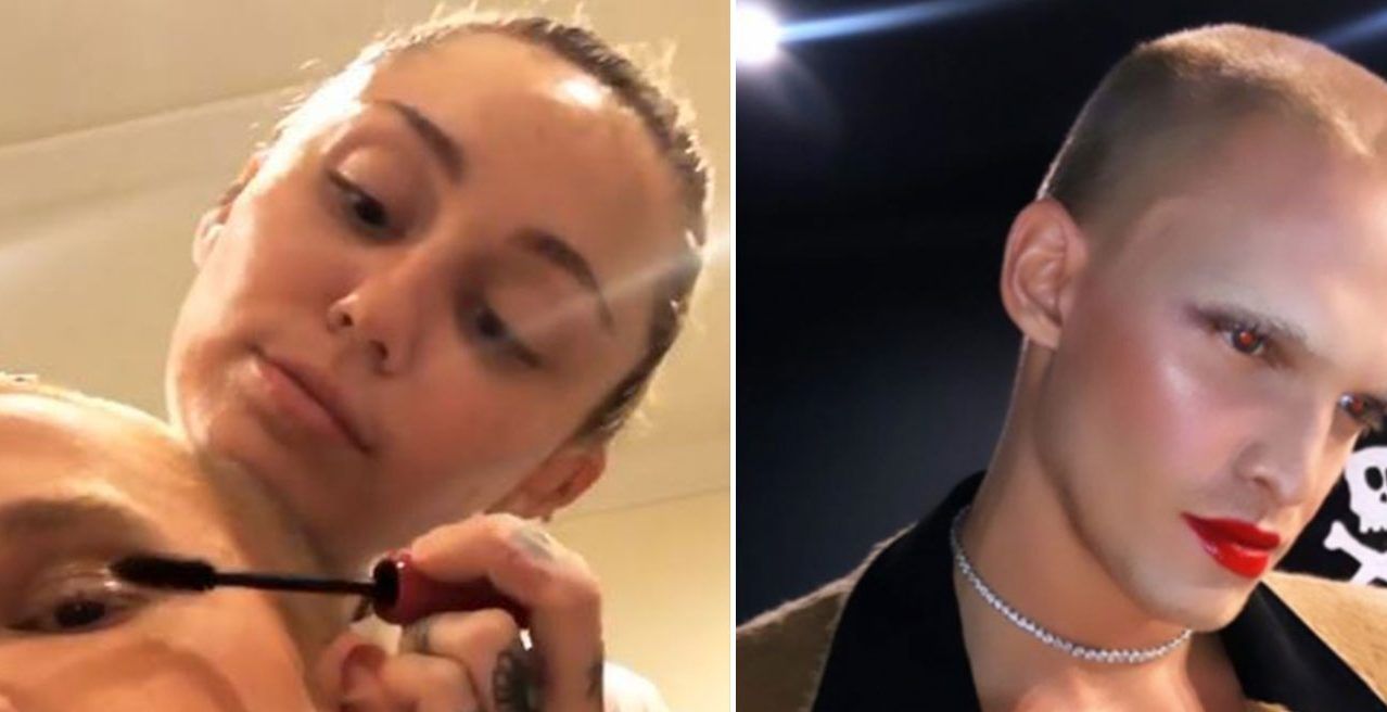 Miley Cyrus aplica maquiagem completa em Cody Simpson, inspirado por Brad Pitt