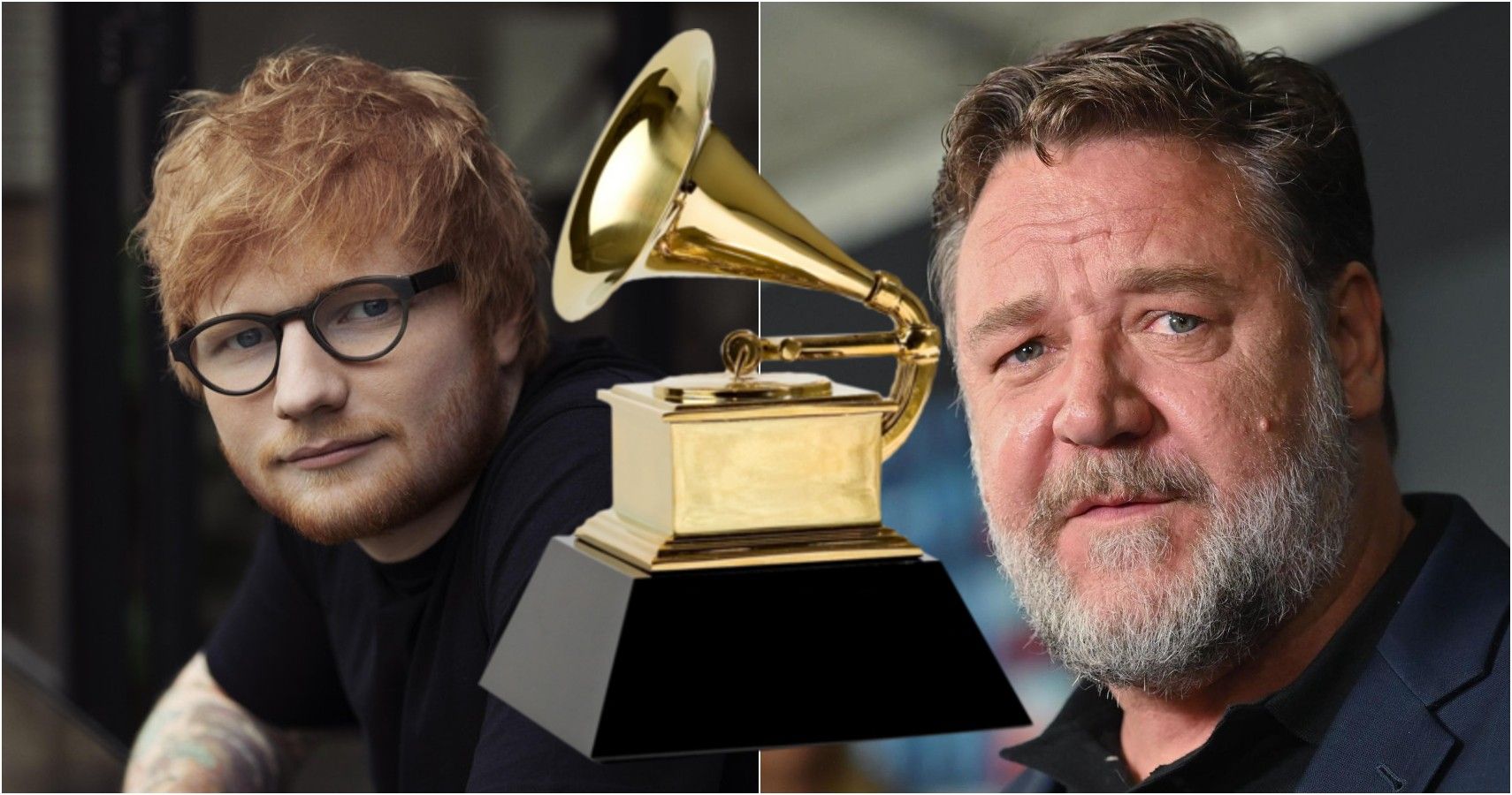 Ed Sheeran fez cenas do Grammy de Johnny Cash com Russell Crowe