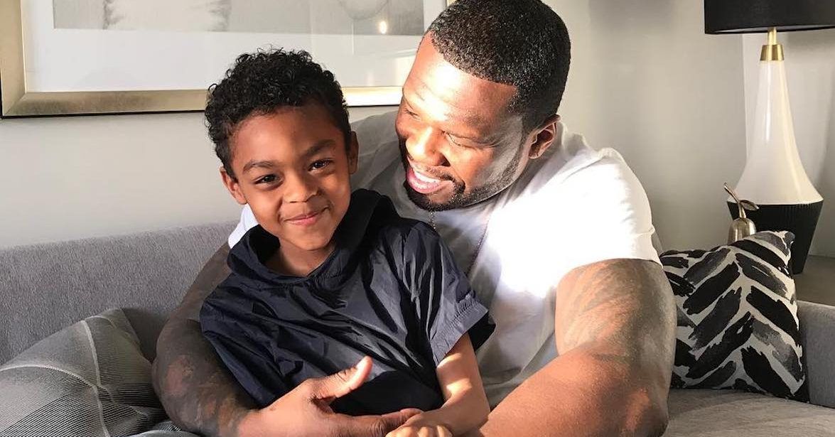 50 Cent usa uma foto doce de seu filho para promover seus empreendimentos na TV