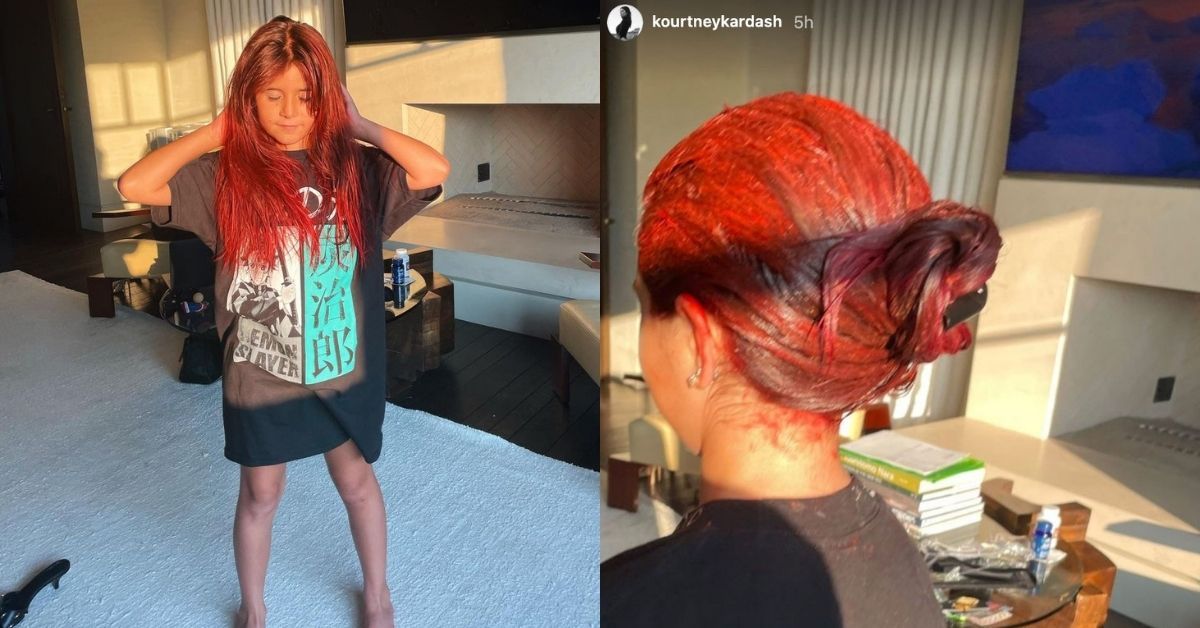 Kourtney Kardashian criticada ao pintar o cabelo de sua filha de nove anos de vermelho
