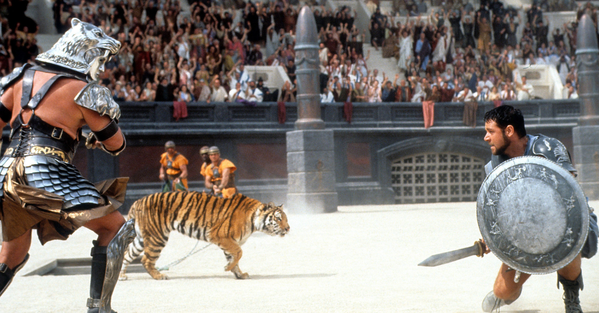 Russell Crowe teve que se afastar de um tigre da vida real em Gladiator e quase acabou com a produção de todo o filme